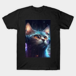 Sparkling Lofi Cyberpunk Cat T-Shirt